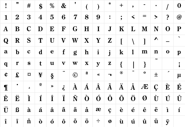 CenturyOldStyleEF Bold Character Map