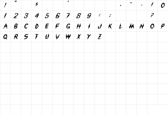 Aarcover Bold Character Map