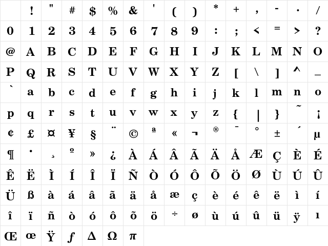 CenturySchoolbookEF Bol Character Map CenturySchoolbookEF Bol Character Map