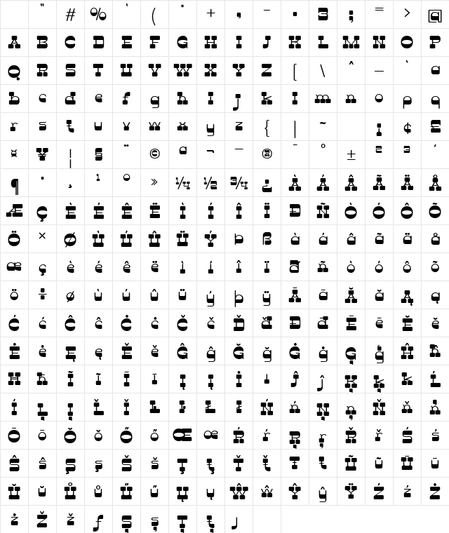 LATHIER Trial Regular Character Map LATHIER Trial Regular Character Map