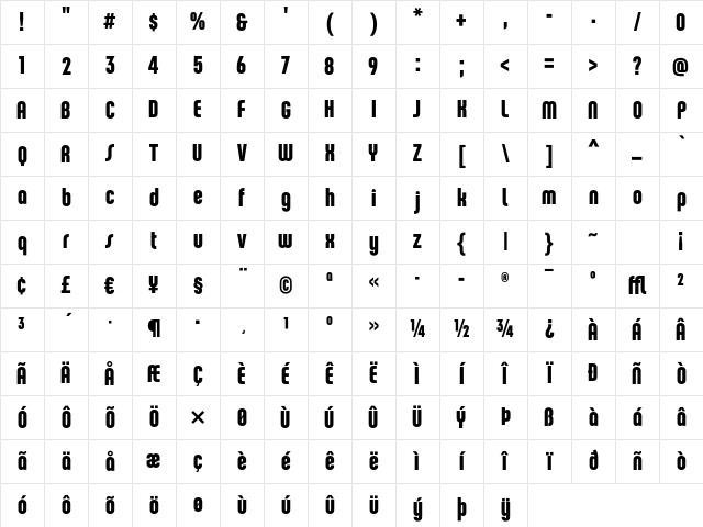 ChaletComprime HongKongSeventy Character Map