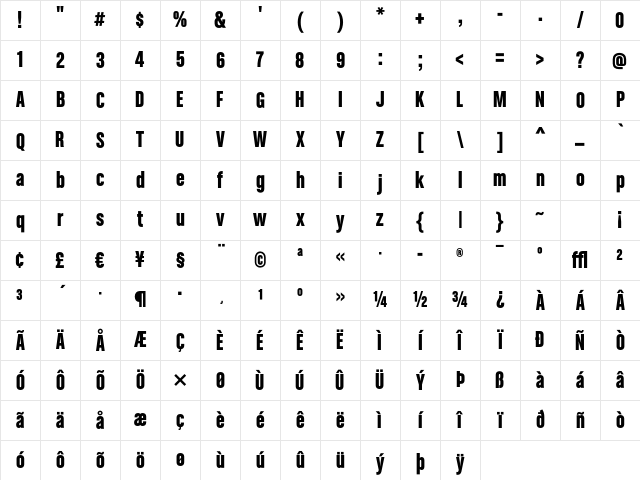 ChaletComprime HongKongSixty Character Map