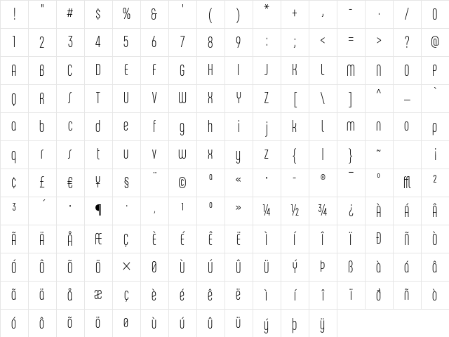 ChaletComprime MilanSeventy Character Map