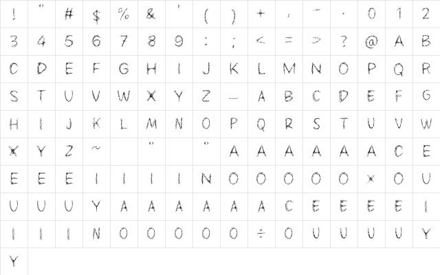 Chalk School Regular Character Map
