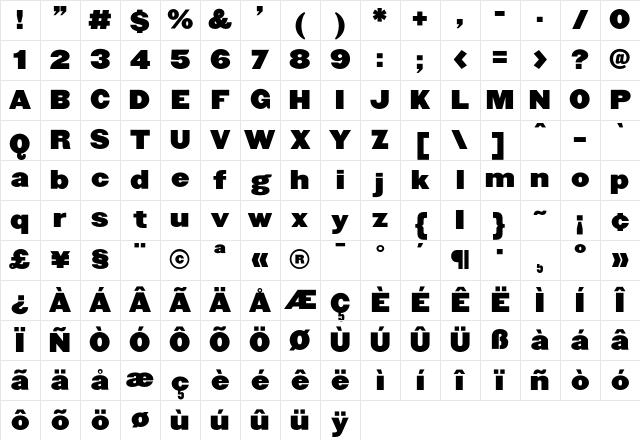 Champion HTF-Heavyweight Character Map