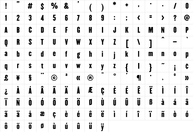 Champion HTF-Lightweight Character Map