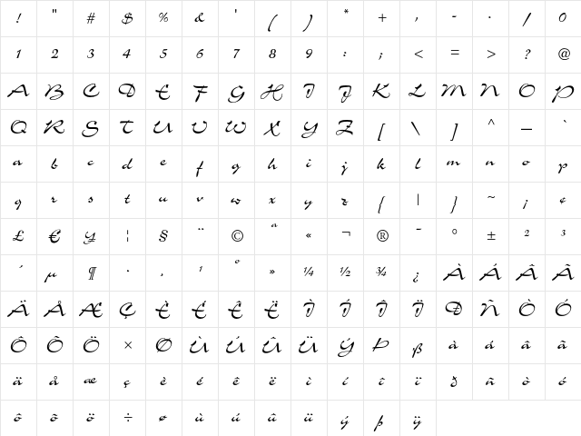 Charme LT Regular Character Map