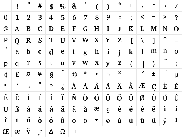 CharterEF Bold Character Map CharterEF Bold Character Map