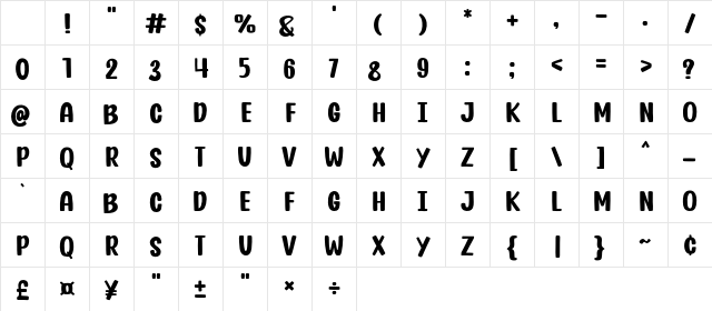 Chatkids Regular Character Map Chatkids Regular Character Map