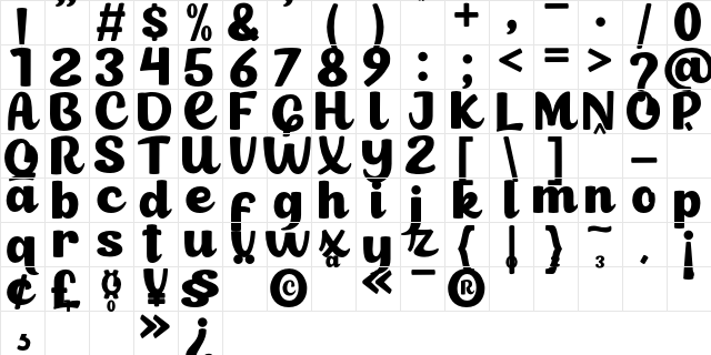 Cheerful Dynamite Personal Use Regular Character Map Cheerful Dynamite Personal Use Regular Character Map