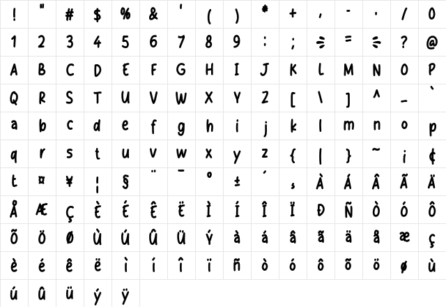 Cheese Burger Regular Character Map