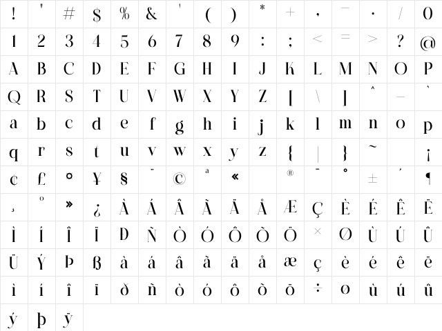 CHELON Regular Character Map