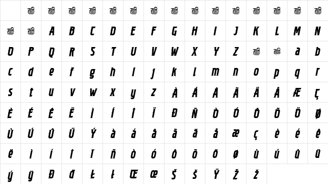 BINNEK-SlabSlant Italic Character Map