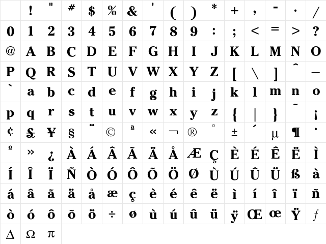 Cheltenham Bold Character Map Cheltenham Bold Character Map