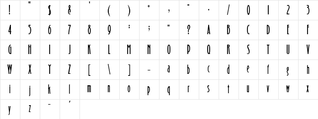 Binner Gothic Character Map Binner Gothic Character Map