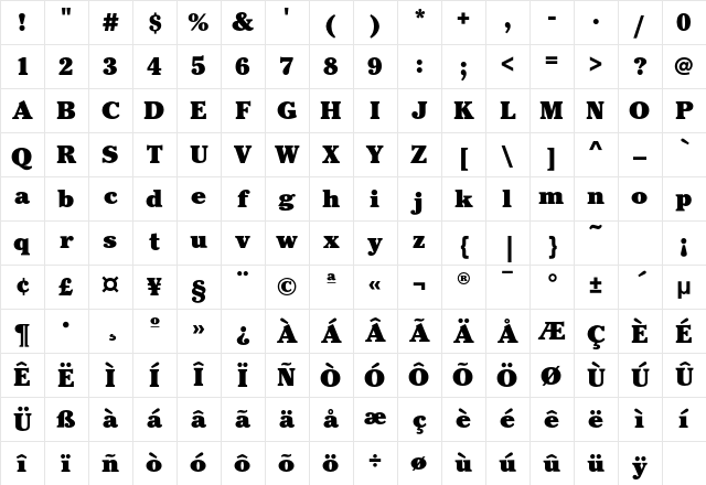 CheltenhamEF-Ultra Regular Character Map