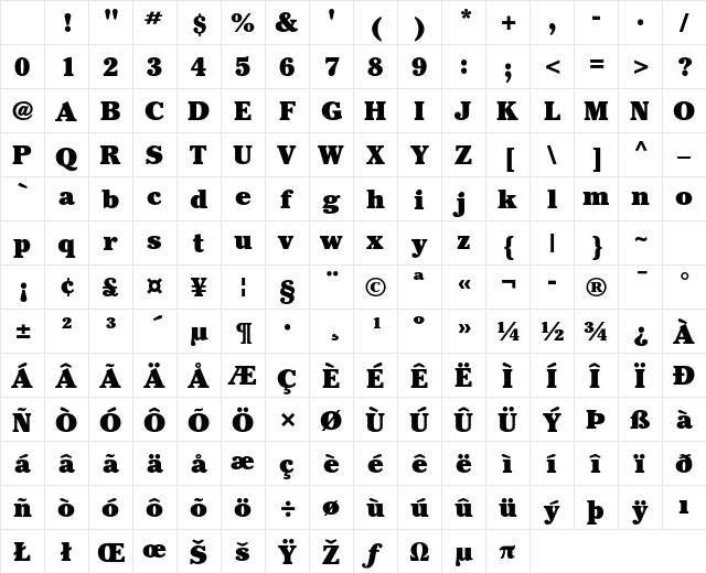 ITC Cheltenham Std Ultra Character Map