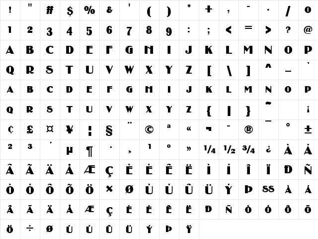 Binner Becker Caps Regular Character Map