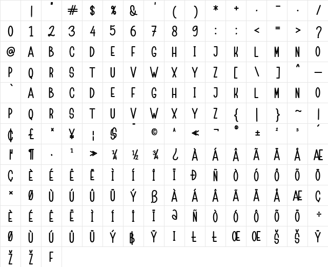 Childa Sans Bold Character Map Childa Sans Bold Character Map