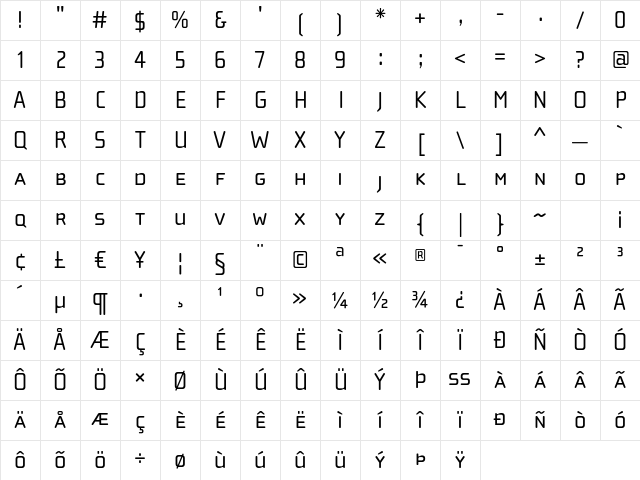 ChollaWide SmallCaps Character Map ChollaWide SmallCaps Character Map