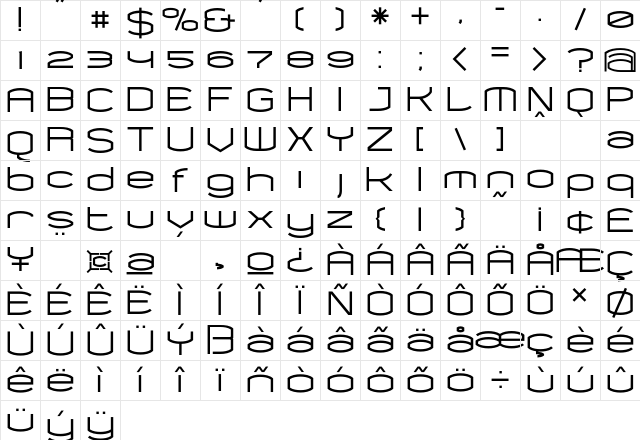 Chord Bold Character Map