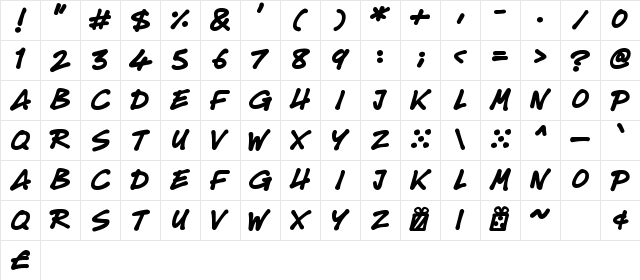 Christmas Cheer Regular Character Map