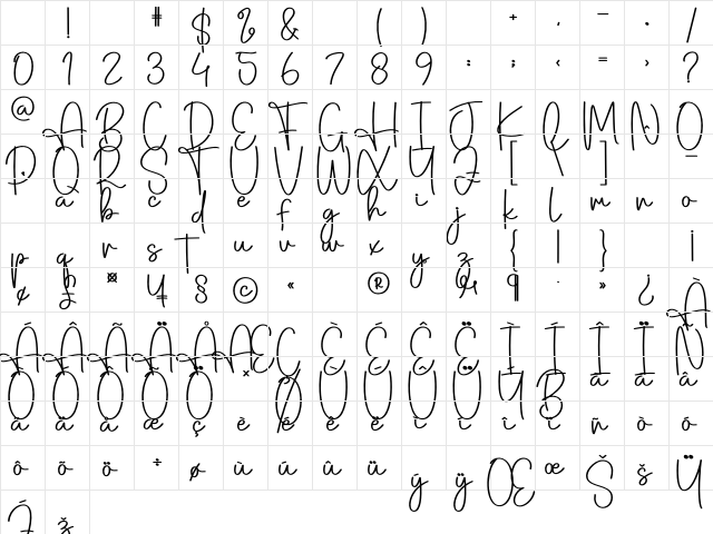Christmas Greetings Regular Character Map