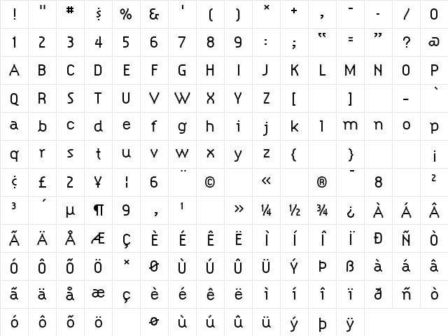 CitizenLight Regular Character Map CitizenLight Regular Character Map