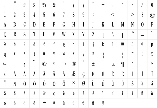 Clearface ATF BQ Regular Character Map