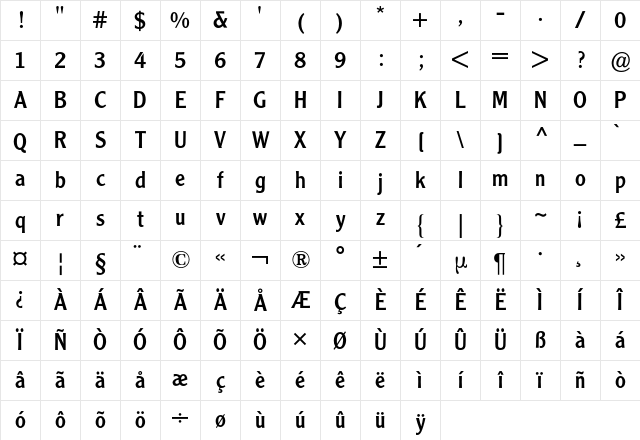 Clearface Gothic BQ Regular Character Map