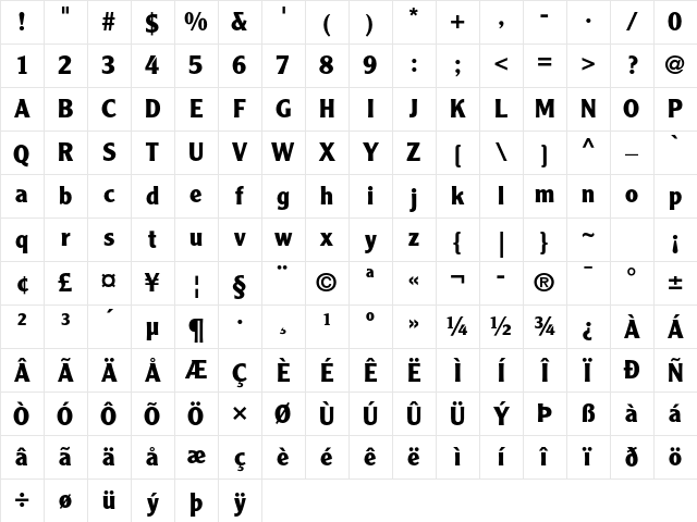 Clearface Gothic LT Std 75 Bold Character Map