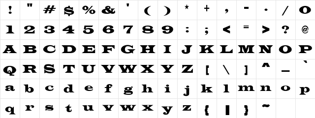LatinWideCnd-No Regular Character Map