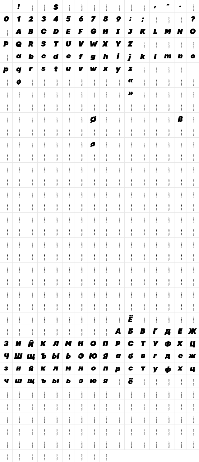 Code Next-Trial Black Italic Character Map Code Next-Trial Black Italic Character Map