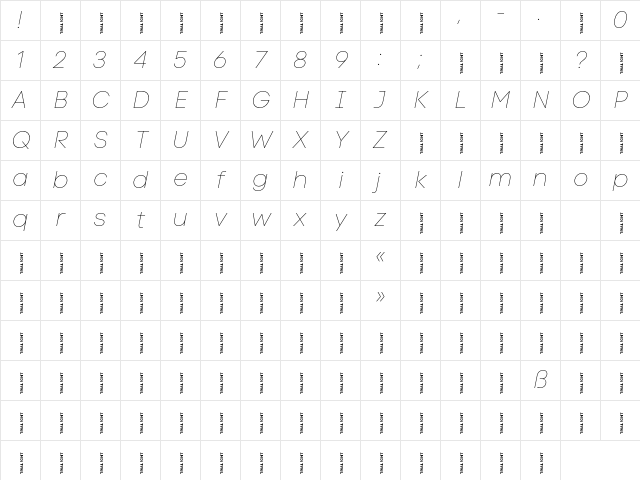 Code Next-Trial Hairline Italic Character Map