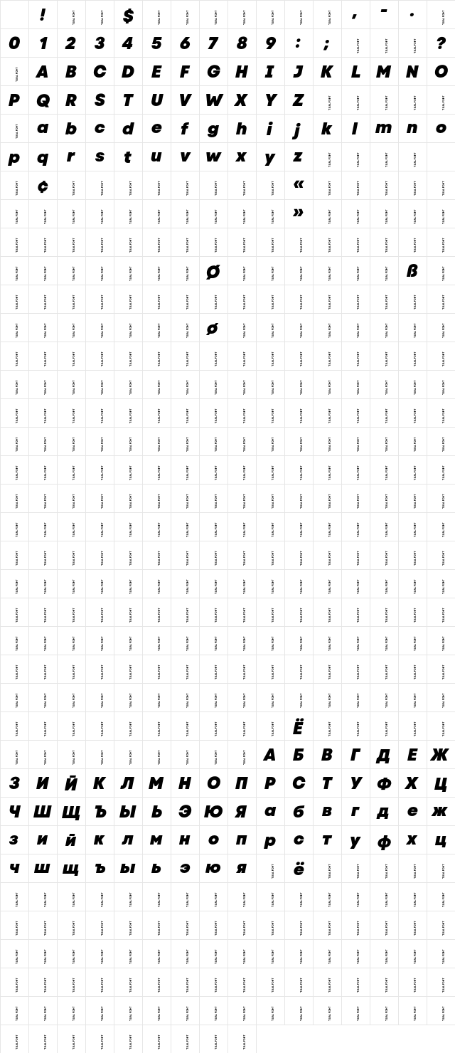 Code Next-Trial Heavy Italic Character Map Code Next-Trial Heavy Italic Character Map