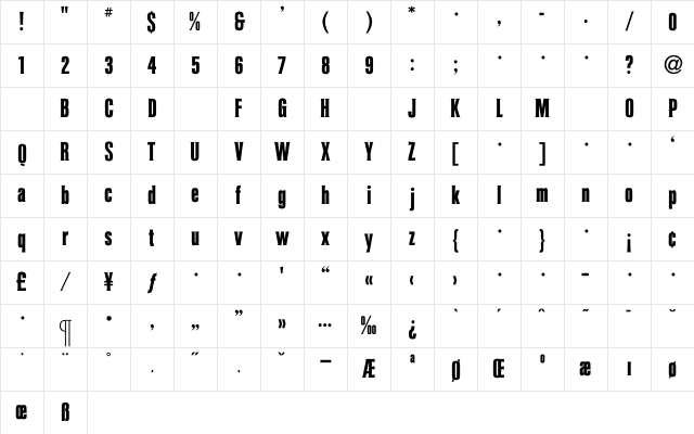 ColiseumBold Regular Character Map