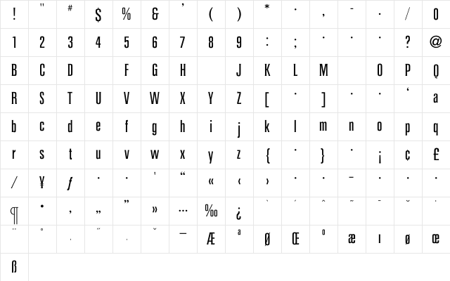 ColiseumLight Regular Character Map