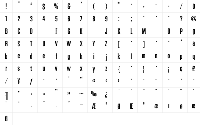 ColiseumMedium Regular Character Map