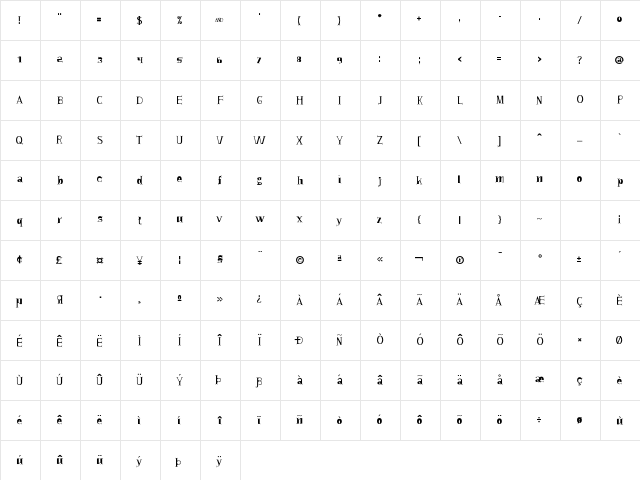 Collonist Regular Character Map