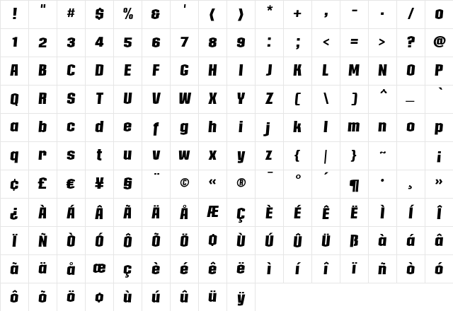 Collos MediumItalic Character Map