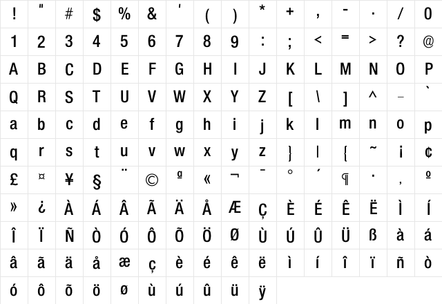 Colnova DemiBold Character Map