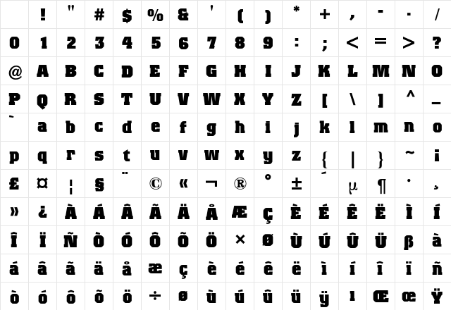 Colossalis BQ Regular Character Map Colossalis BQ Regular Character Map