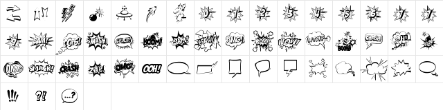 Comic Boom Elements_DEMO Regular Character Map
