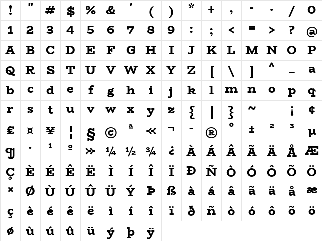 BioRhyme ExtraBold Character Map BioRhyme ExtraBold Character Map