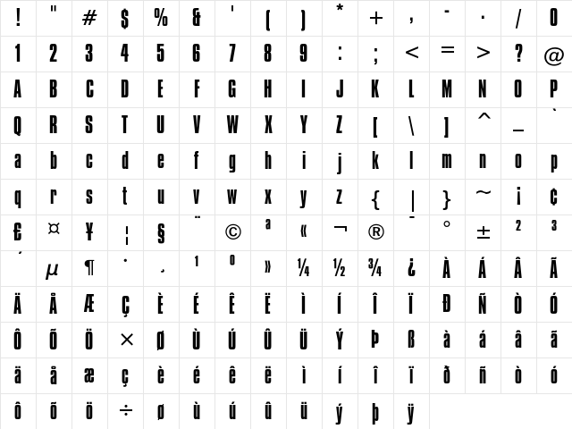 Compacta Regular Character Map