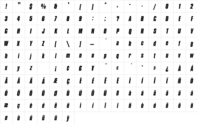 CompactaEF BoldItalic Character Map CompactaEF BoldItalic Character Map