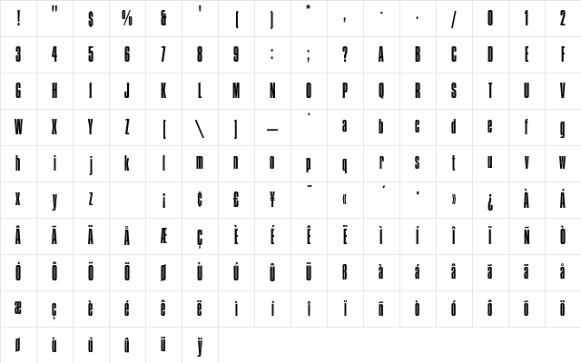 CompactaEF Light Character Map