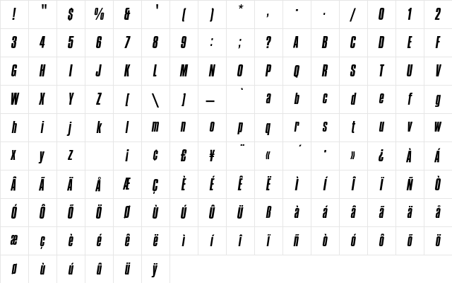 CompactaEF RegularItalic Character Map