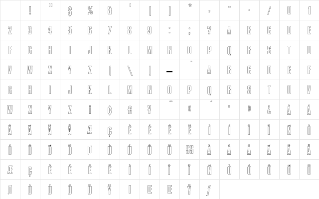 CompactaEF RegularOutline Character Map CompactaEF RegularOutline Character Map