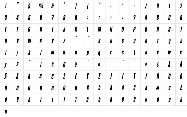 Compacta .. Italic Character Map